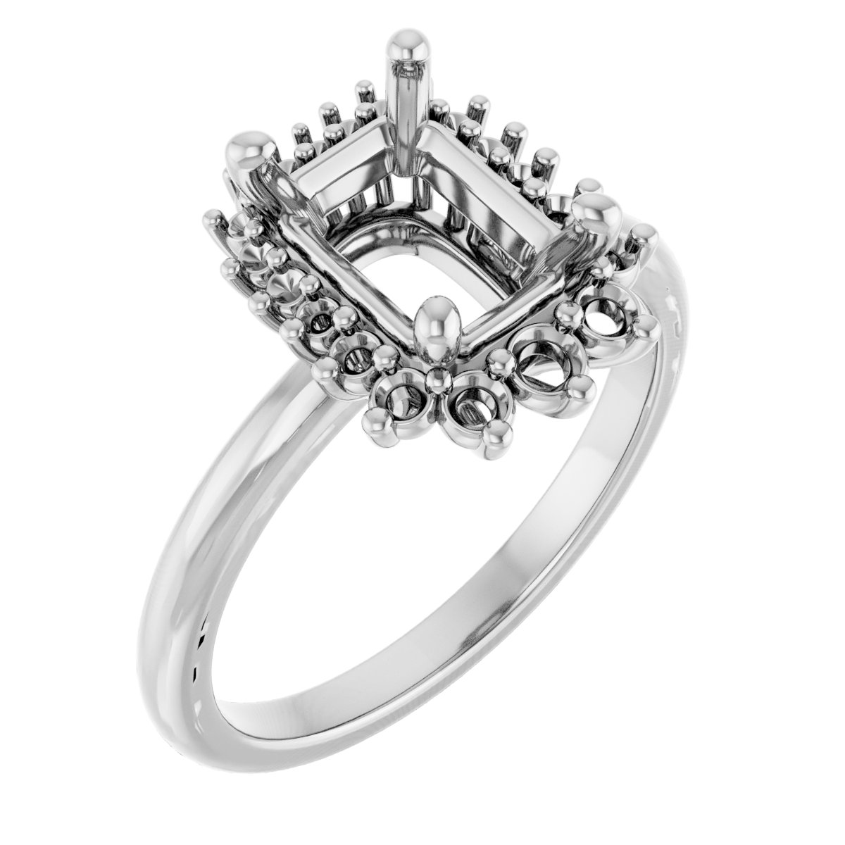 Halo-Style Asymmetrical Engagement Ring