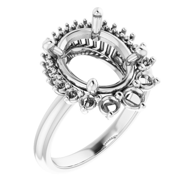 Halo-Style Asymmetrical Engagement Ring