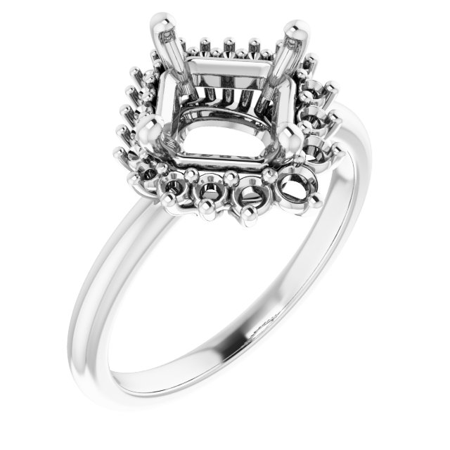 Halo-Style Asymmetrical Engagement Ring