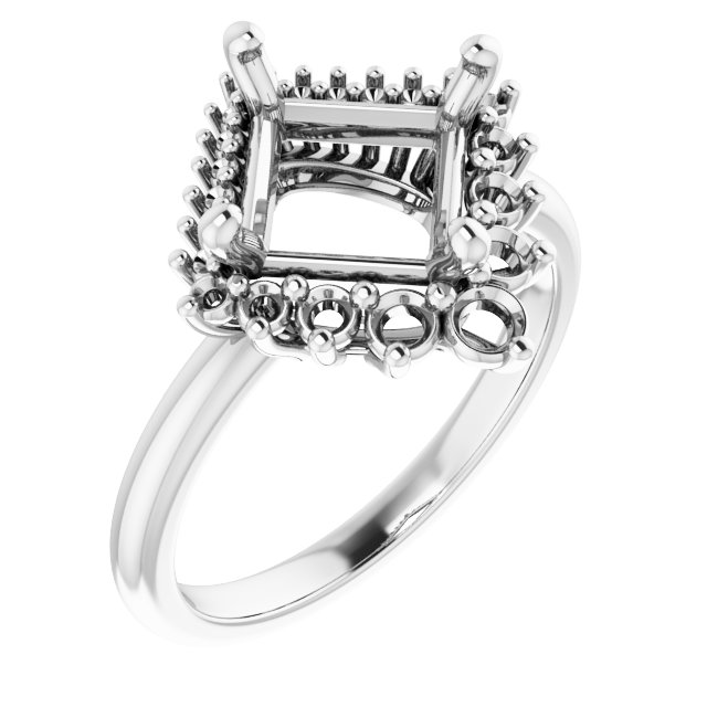 Halo-Style Asymmetrical Engagement Ring
