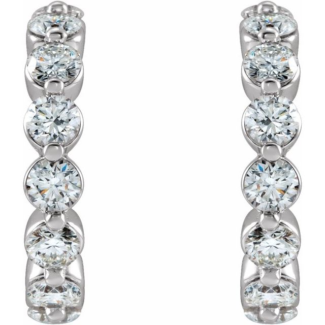 14K White 12.76 mm 3/4 CTW Natural Diamond Huggie Earrings