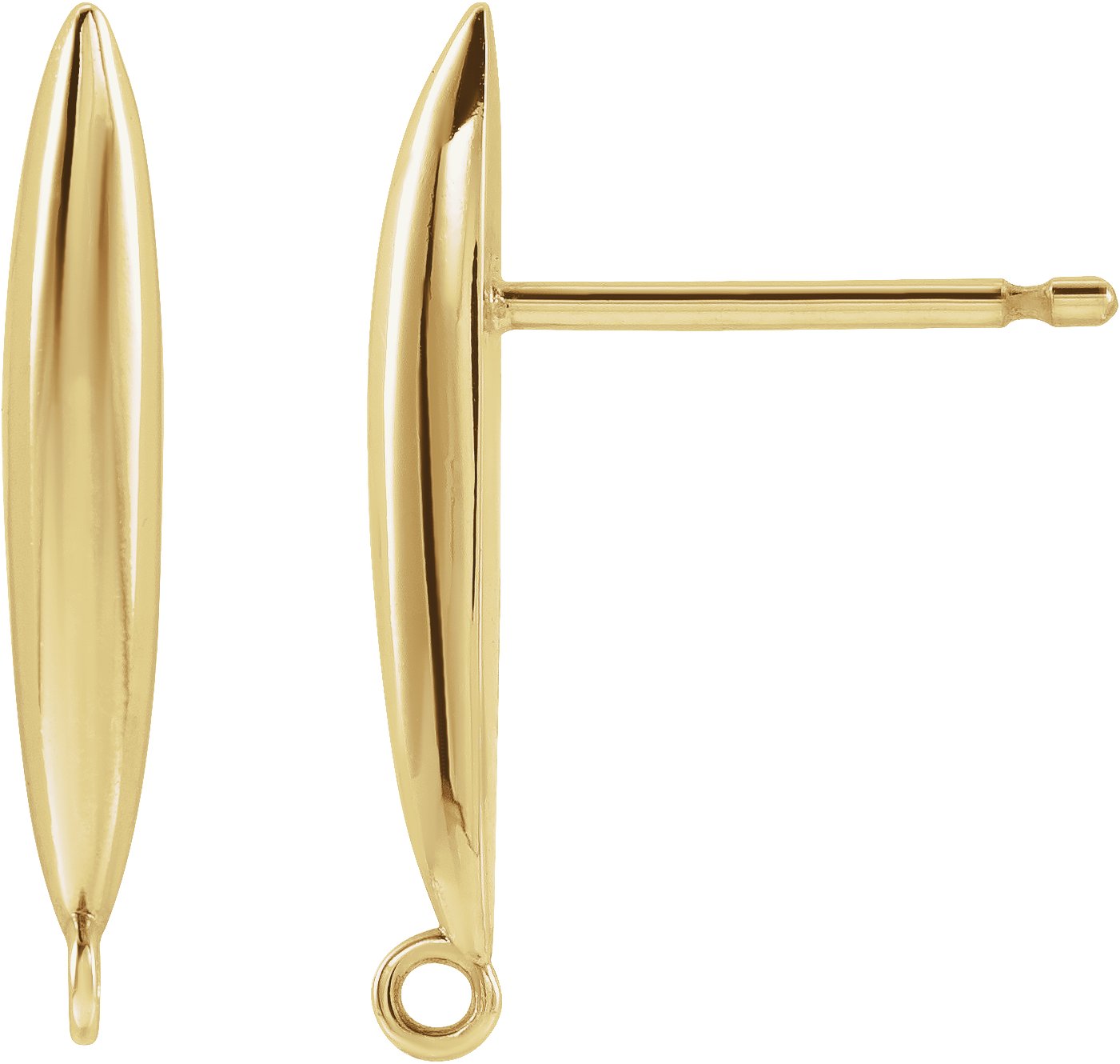 18K Yellow Elongated Bombe Earring Top