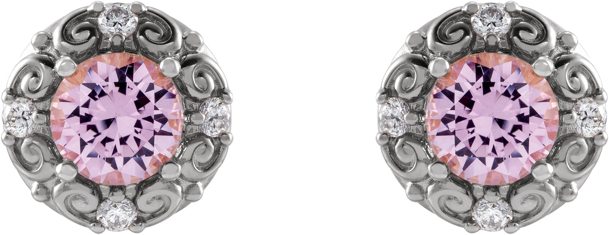 Alternative view of Round 4-Prong Halo-Style Earrings