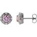 Sterling Silver 4 mm Natural Pink Tourmaline & 1/10 CTW Natural Diamond Halo-Style Earrings
