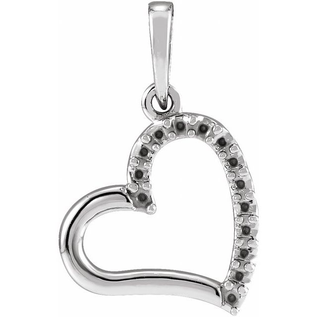 Sterling Silver .07 CTW Diamond Heart Pendant
