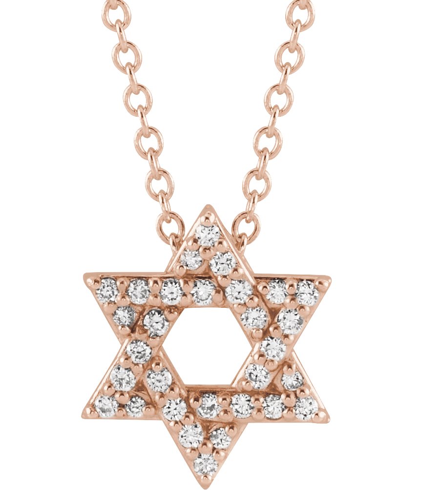 14K Rose Gold Diamond Star of David Necklace