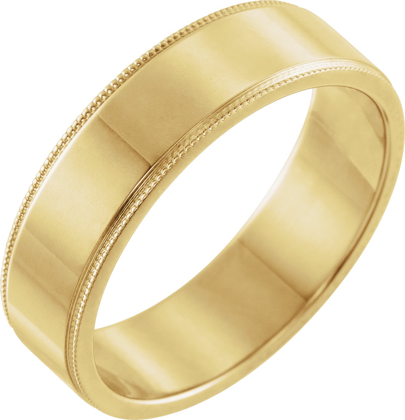 18K Yellow 6 mm Milgrain Flat Band Size 8