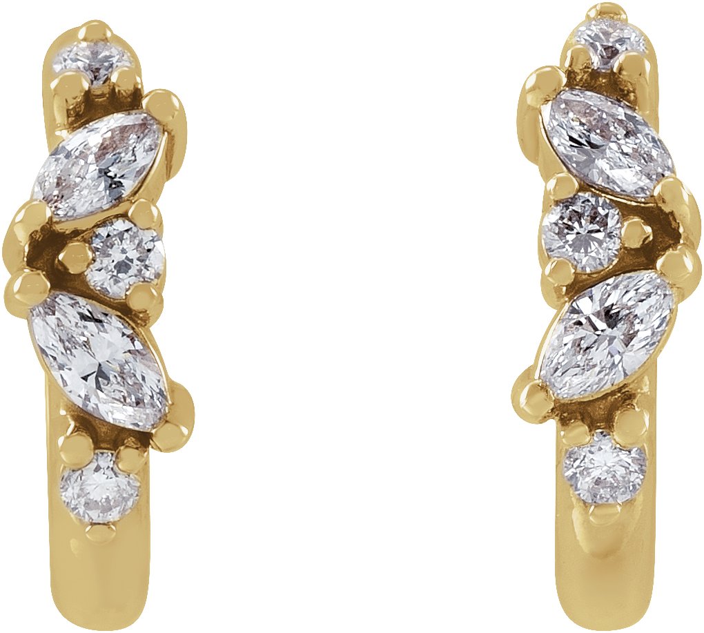 14K Yellow 1/5 CTW Diamond Huggie Earrings