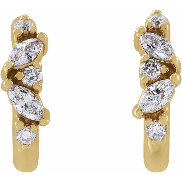 14K Yellow 1/5 CTW Diamond Huggie Earrings