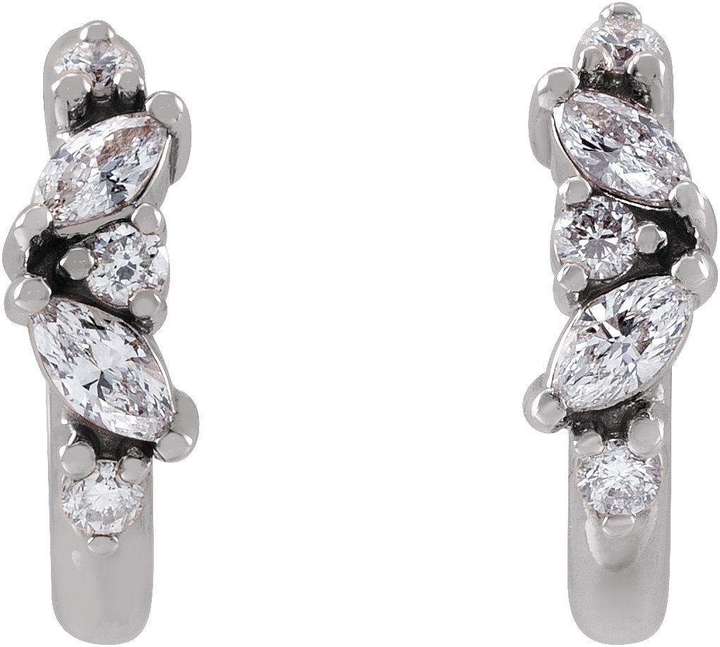 14K White 1/5 CTW Diamond Huggie Earrings