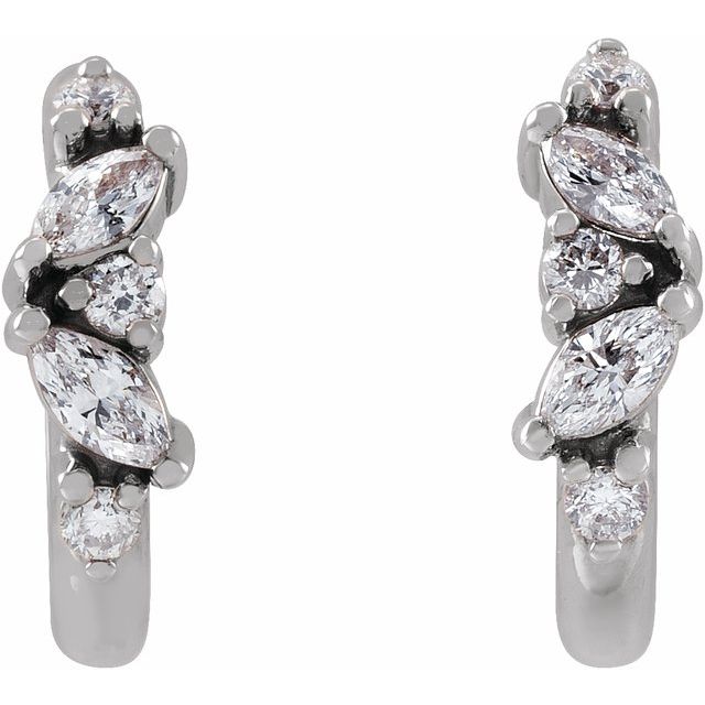 14K White 1/5 CTW Natural Diamond Huggie Earrings
