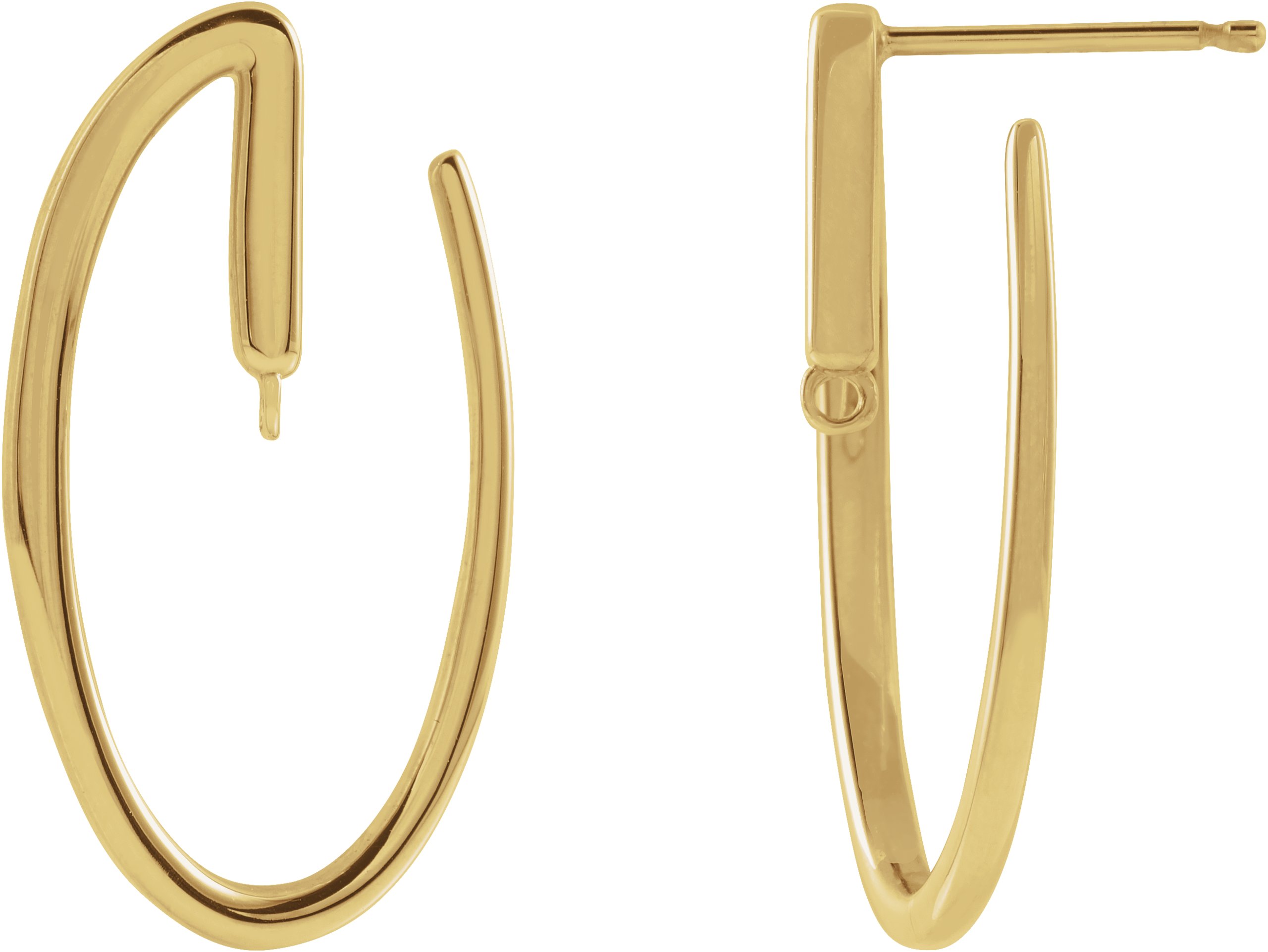 18K Yellow 22.8x12.6 mm Left Front-Facing Hoop Earring Top