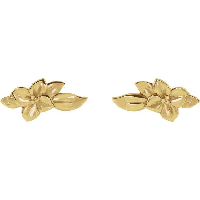 14K Yellow Flower Earrings