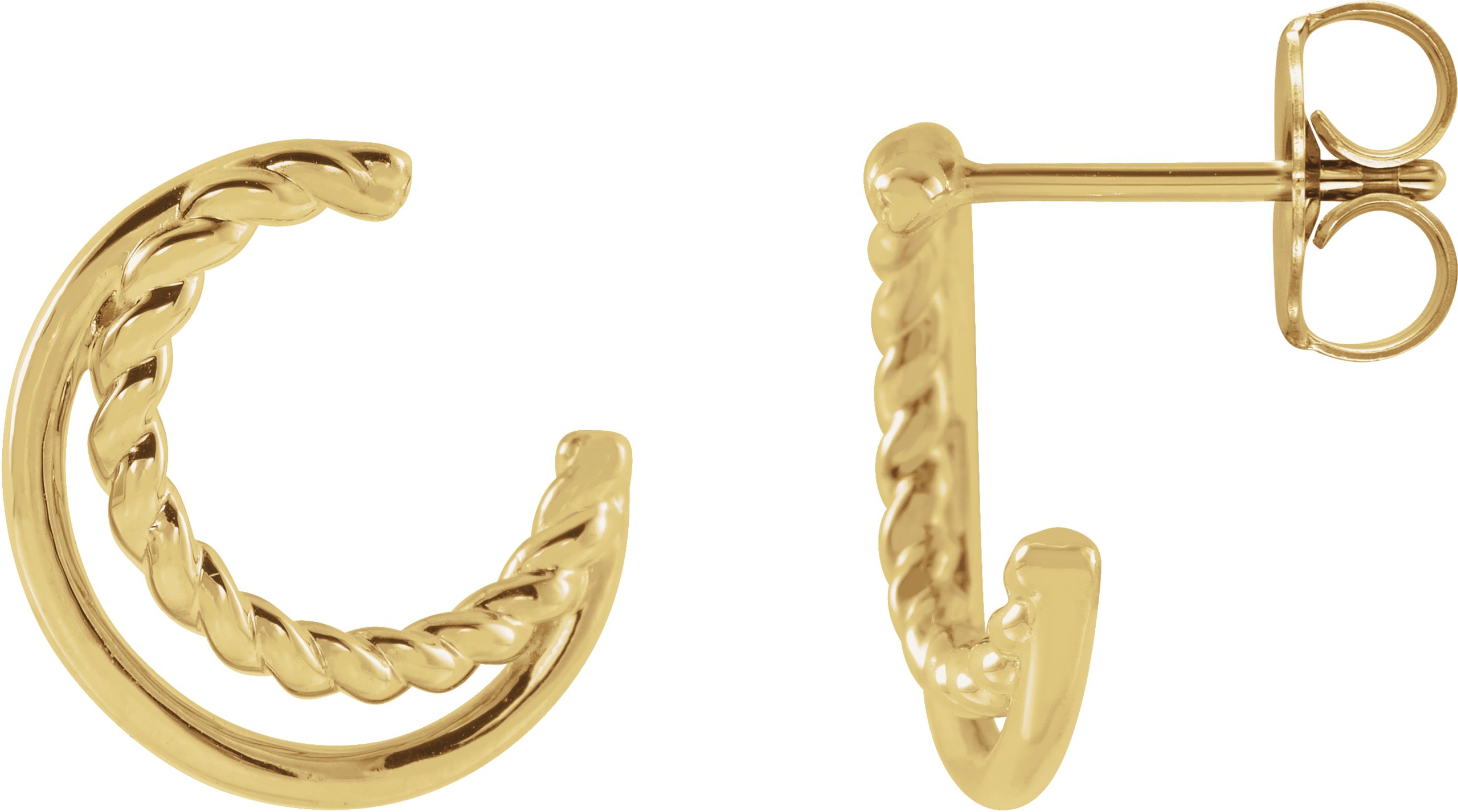 14K Yellow Front Facing Hoop Earrings