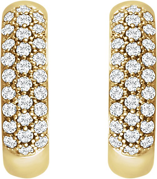 14K Yellow 1/3 CTW Diamond Pavé Hoop Earrings