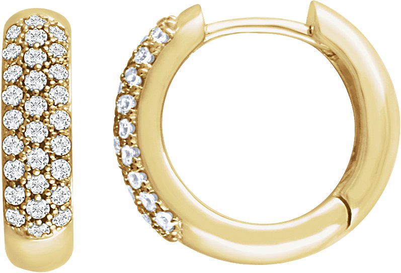 14K Yellow 1/3 CTW Natural Diamond Hoop Earrings