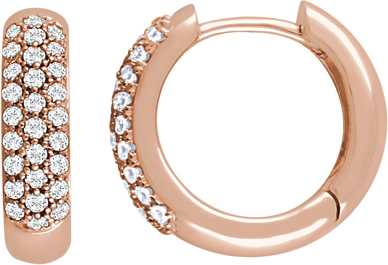 14K Rose 1/3 CTW Diamond Pavé Hoop Earrings