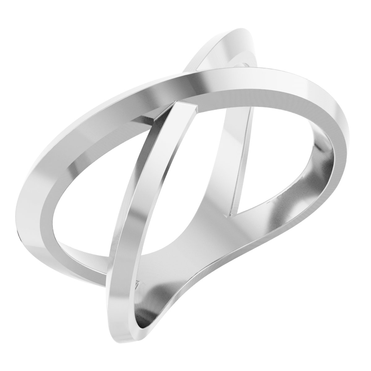 14K White Knife-Edge Criss-Cross Ring