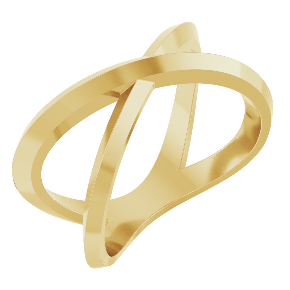 14K Yellow Knife-Edge Criss-Cross Ring