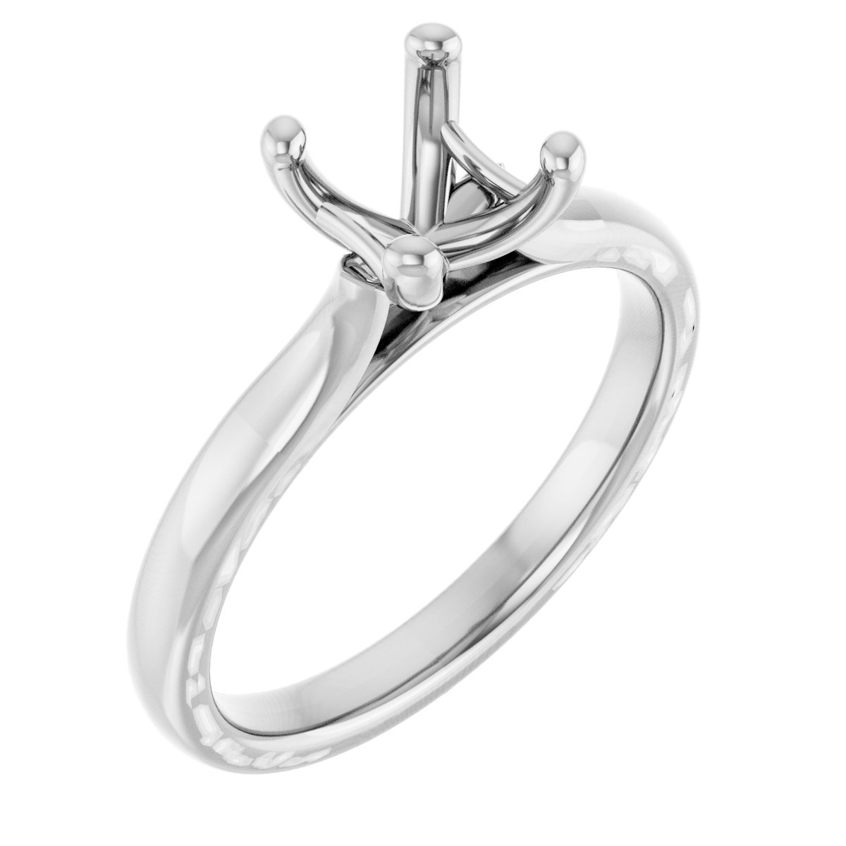 14K White 6 mm Cushion Engagement Ring Mounting