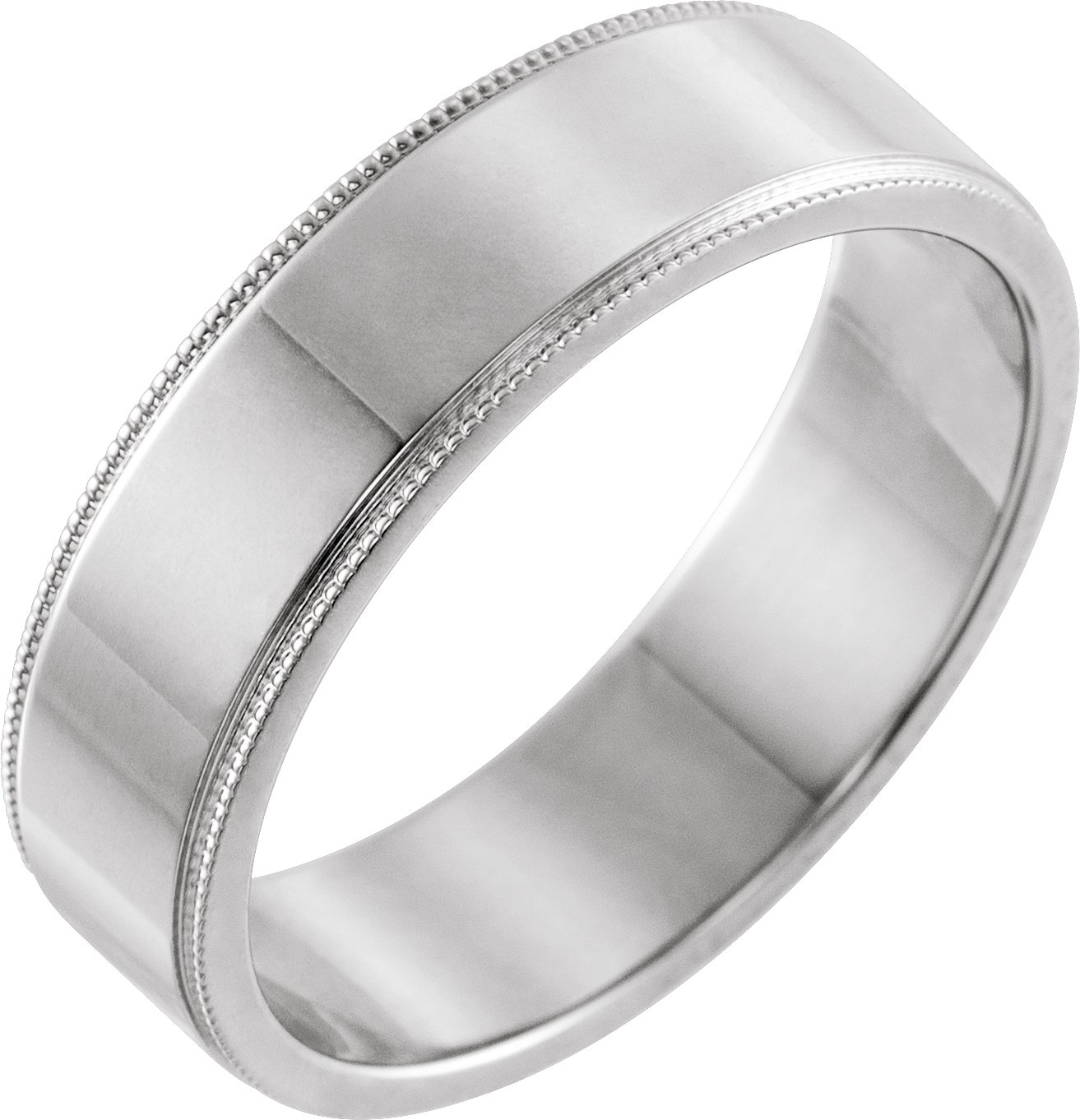 Platinum 6 mm Milgrain Flat Band Size 11