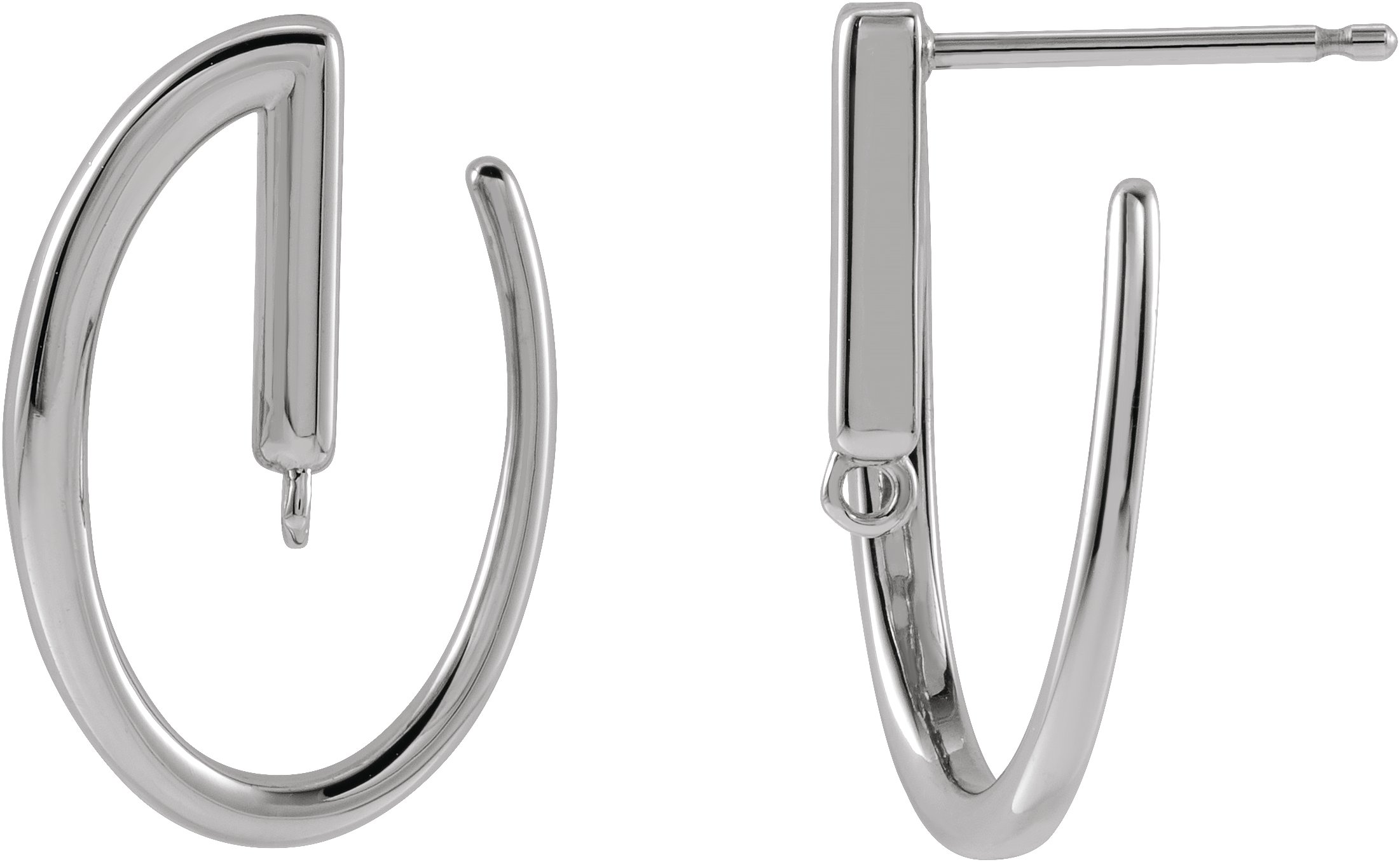 18K White 17x11.4 mm Left Front-Facing Hoop Earring Top
