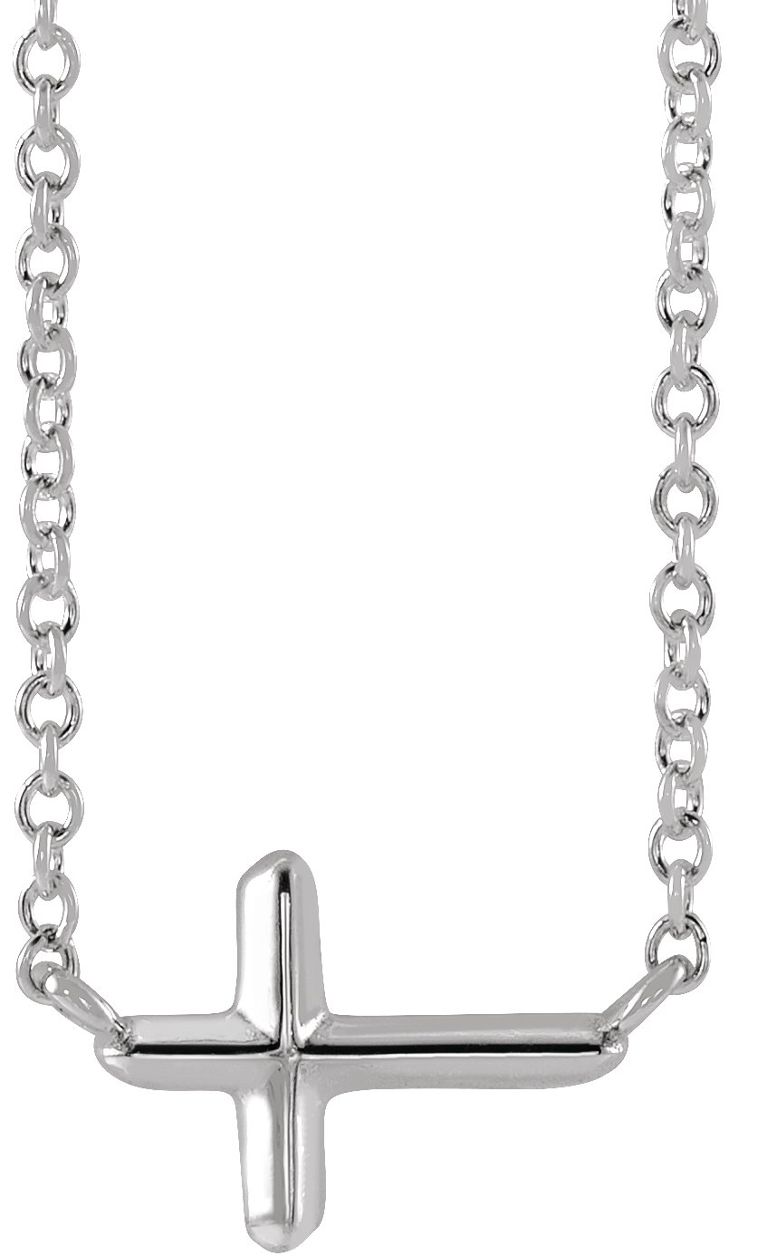 Platinum Sideways Cross 16 inch Necklace Ref 17141371