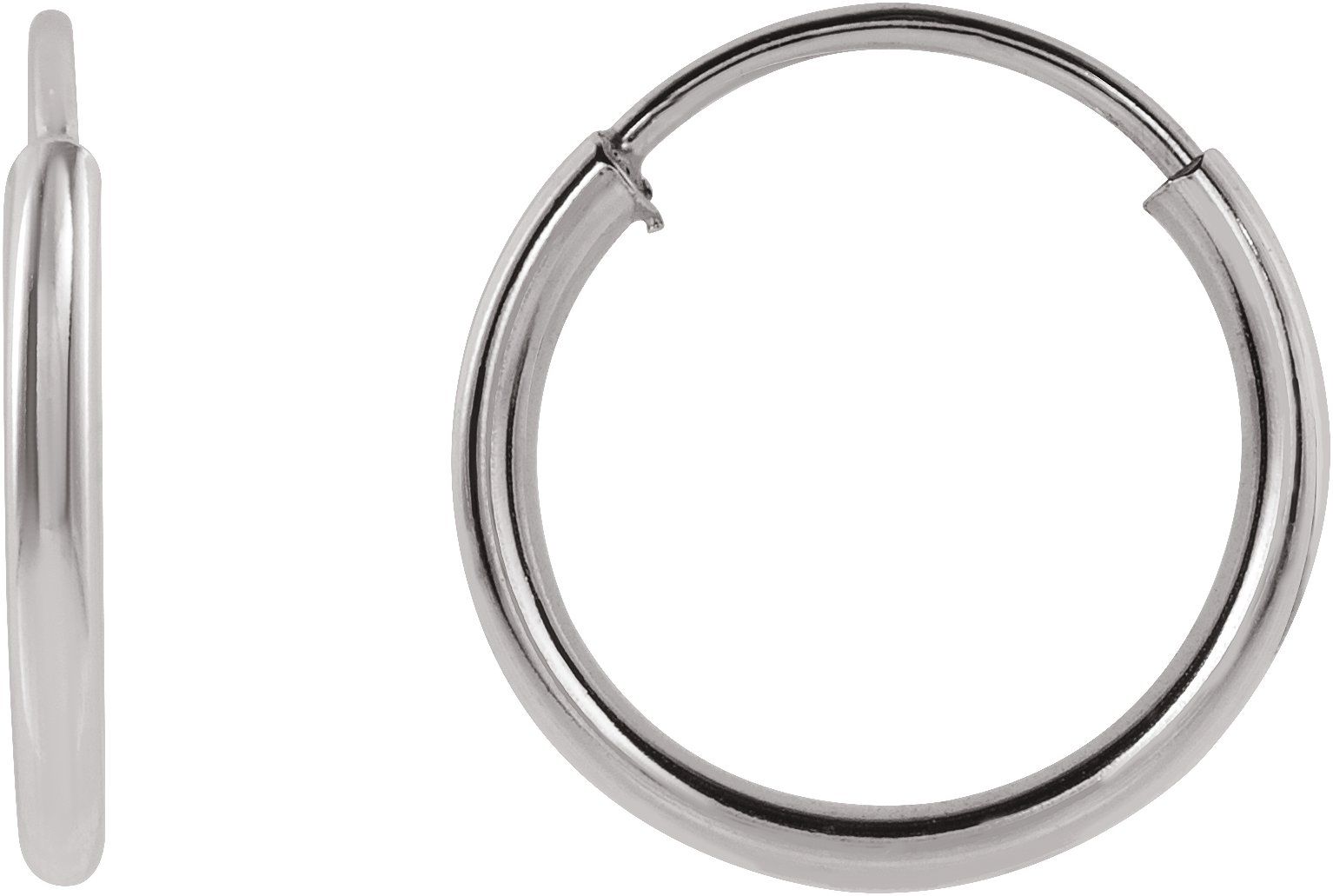 14K White 10 mm Flexible Endless Hoop Earrings Ref. 17393630