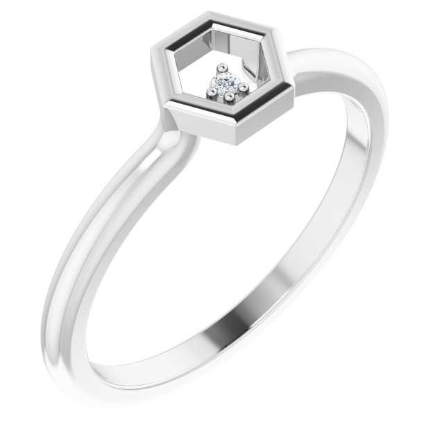 14K White .0075 CT Natural Diamond Honeycomb Ring
