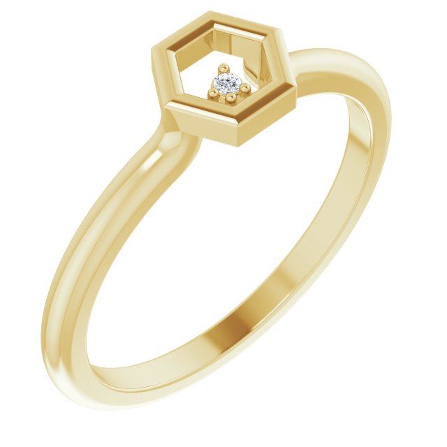 14K Yellow .0075 CT Diamond Stackable Honeycomb Ring