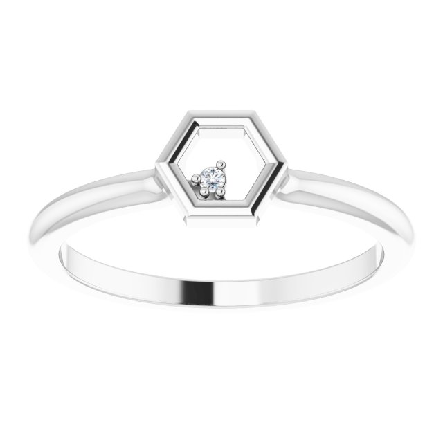 14K White .0075 CT Natural Diamond Honeycomb Ring