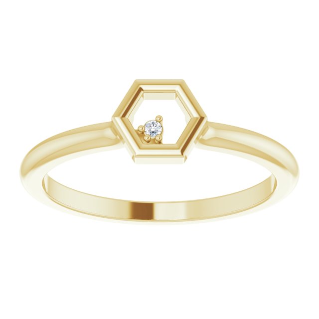 14K Yellow .0075 CT Natural Diamond Honeycomb Ring