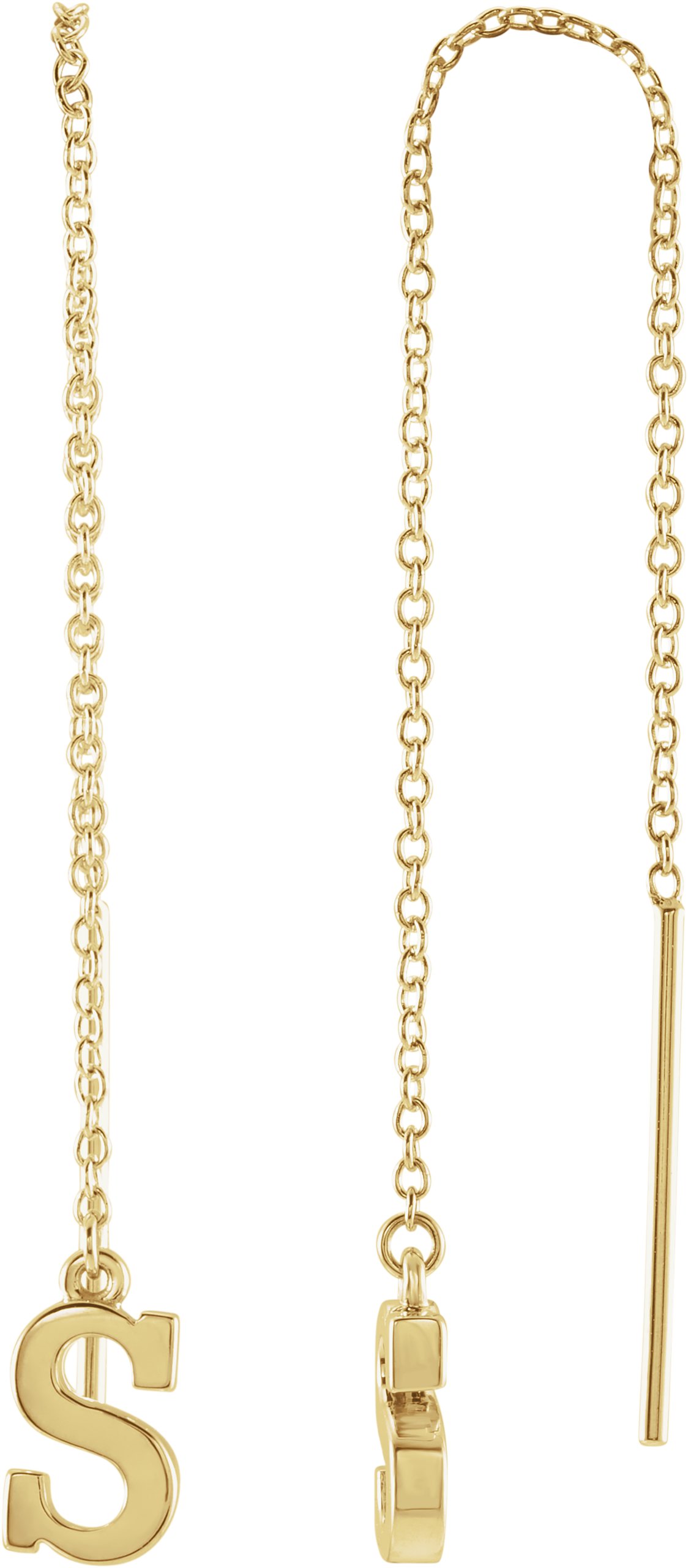 14K Yellow Single Initial S Chain Earring Ref. 17158054