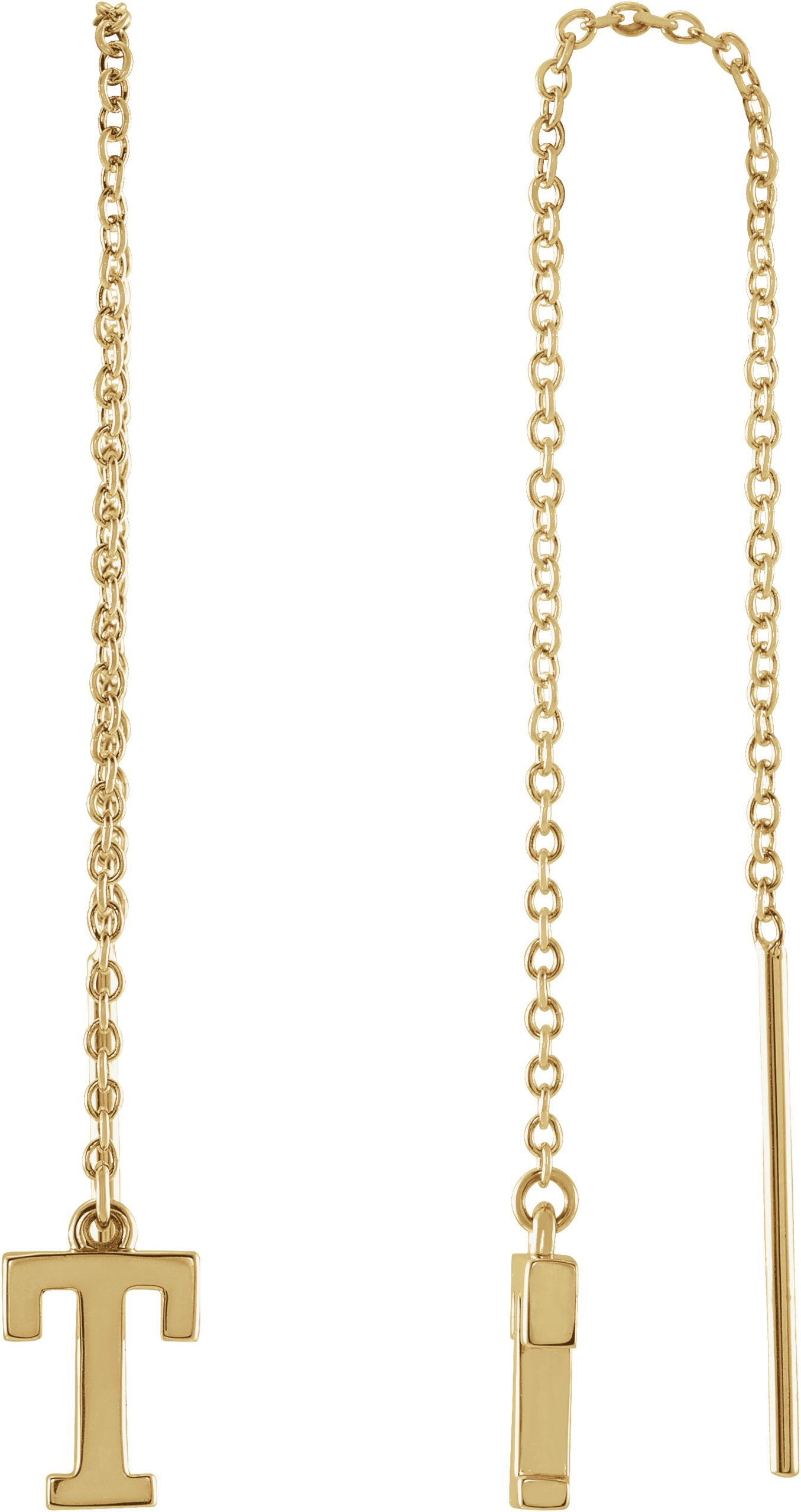 14K Yellow Single Initial T Chain Earring Ref. 17158057