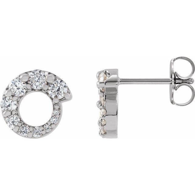 14K White 1/2 CTW Diamond Graduated Circle Earrings