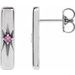 Platinum Natural Pink Sapphire Bar Earrings