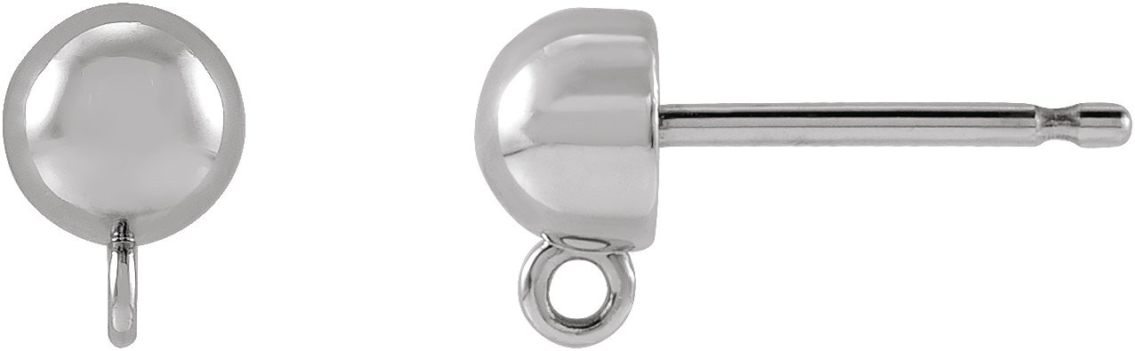 18K White 4 mm Domed Ball Earring Top