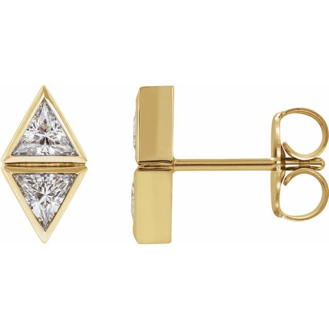 14K Yellow 1/2 CTW Natural Diamond Two-Stone Bezel-Set Earrings