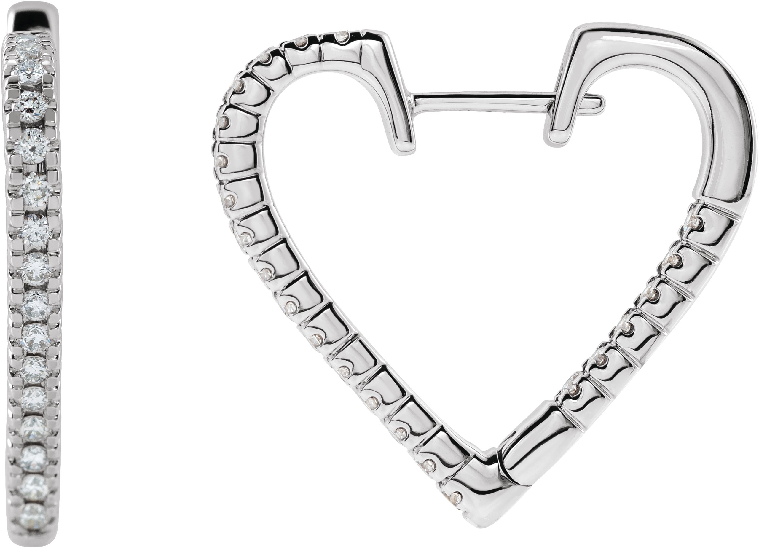 14K White .625 CTW Diamond Heart Hoop Earrings Ref 17438915
