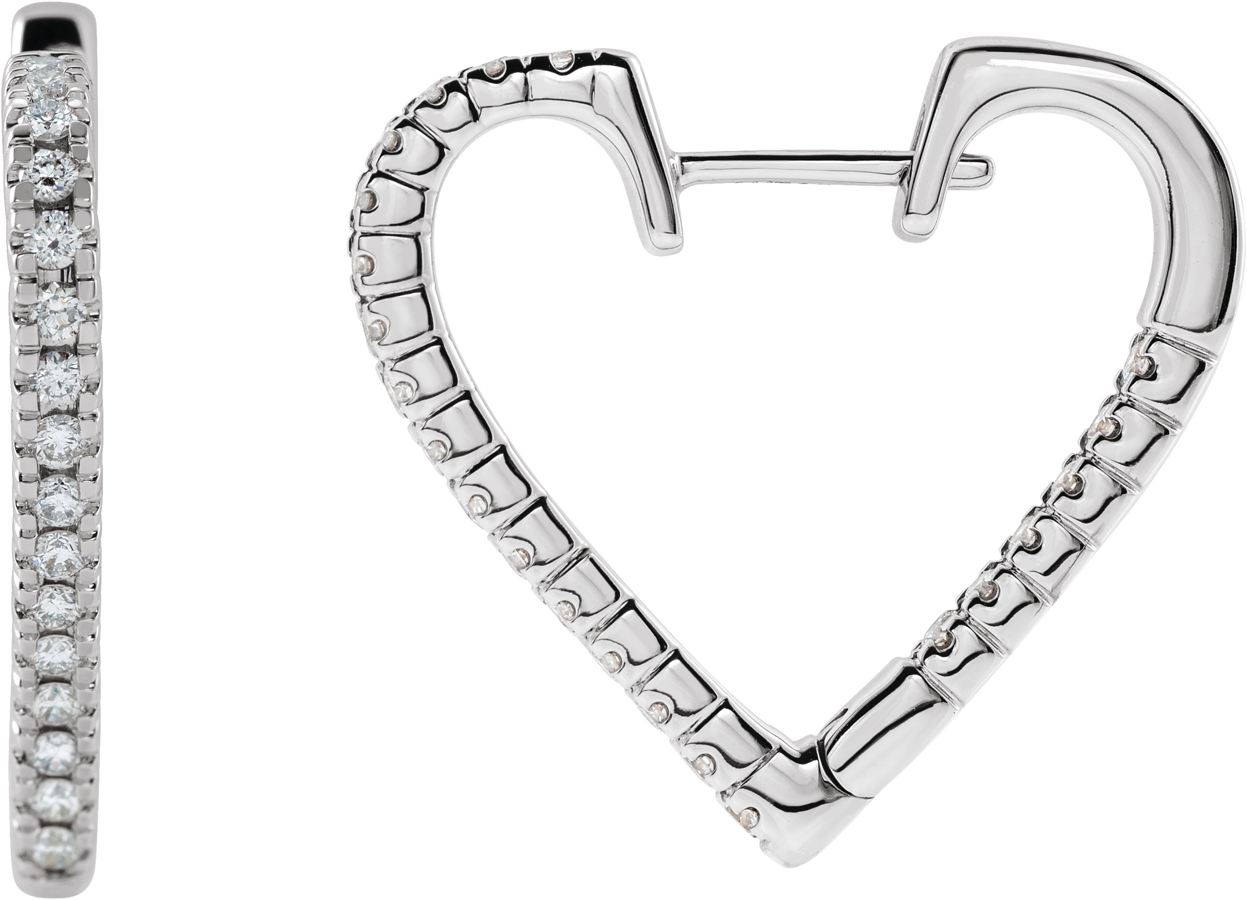 Sterling Silver .625 CTW Diamond Heart Hoop Earrings Ref 17438917