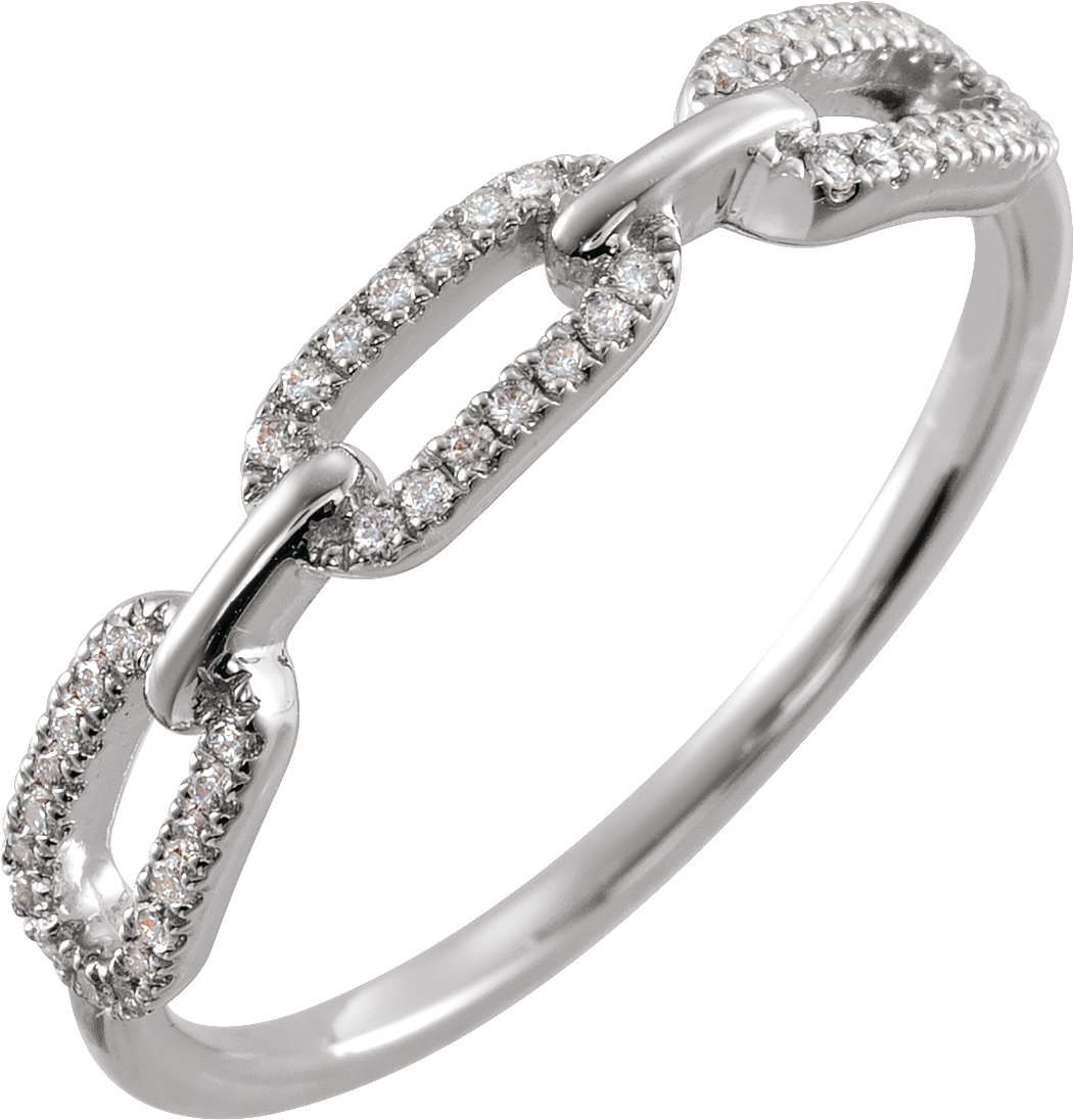 14K White 1/6 CTW Natural Diamond Chain Link Ring