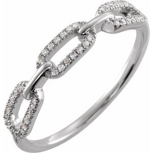 14K White 1/6 CTW Natural Diamond Chain Link Ring