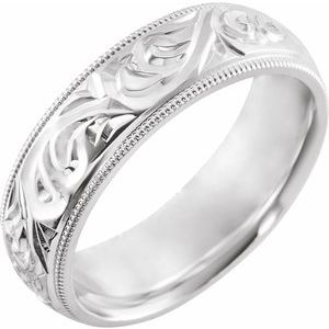 14K White 6 mm Design-Engraved Milgrain Band Size 7 | Stuller