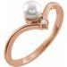 14K Rose Cultured White Akoya Pearl & .025 CTW Natural Diamond Ring