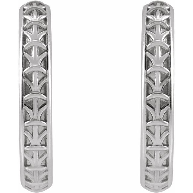 14K White 13.58 mm Geometric Hoop Earrings