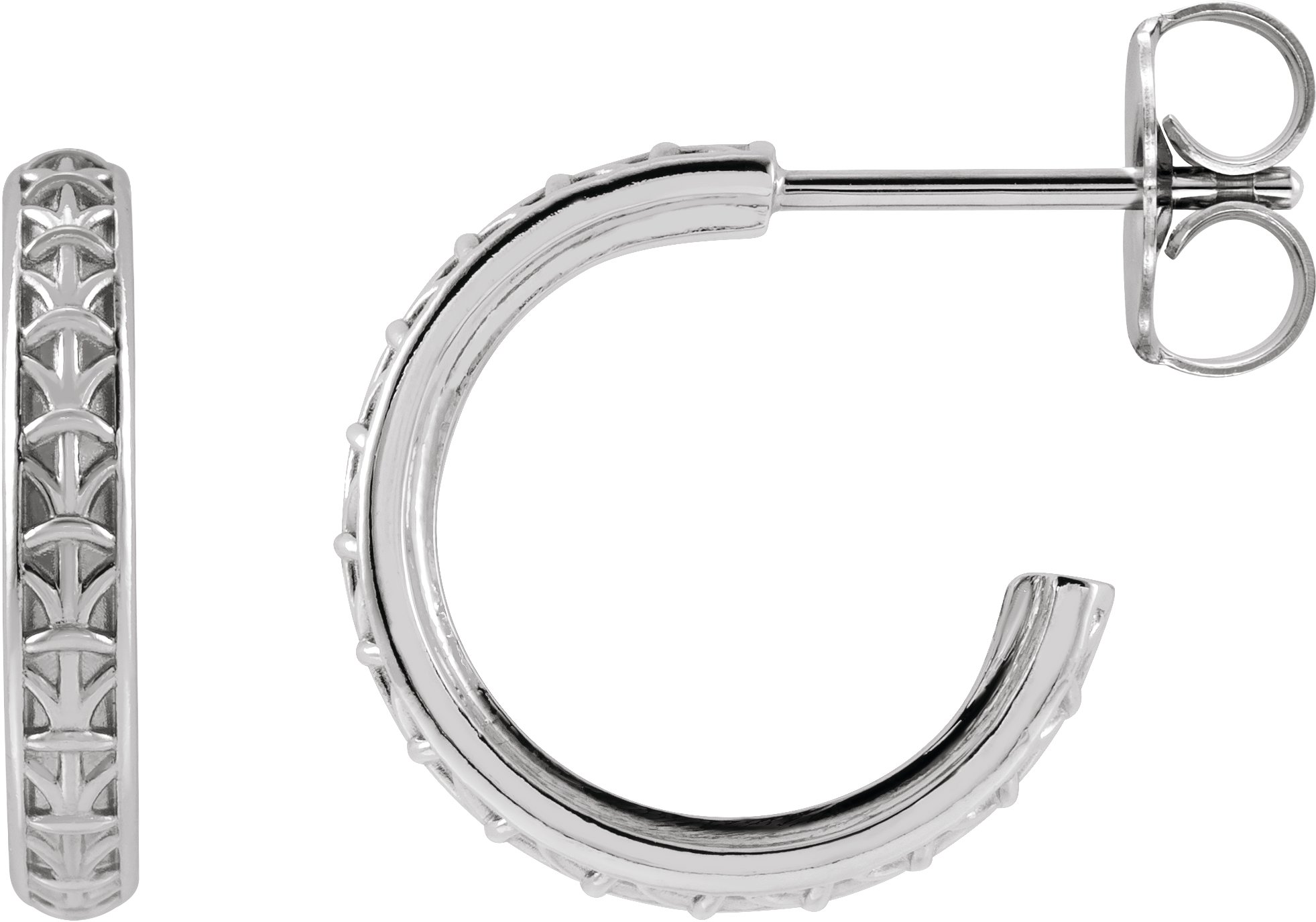 14K White Geometric 13.5 mm Hoop Earrings - 87190-102-P