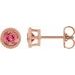 14K Rose 4 mm Natural Pink Tourmaline Beaded Bezel-Set Earrings