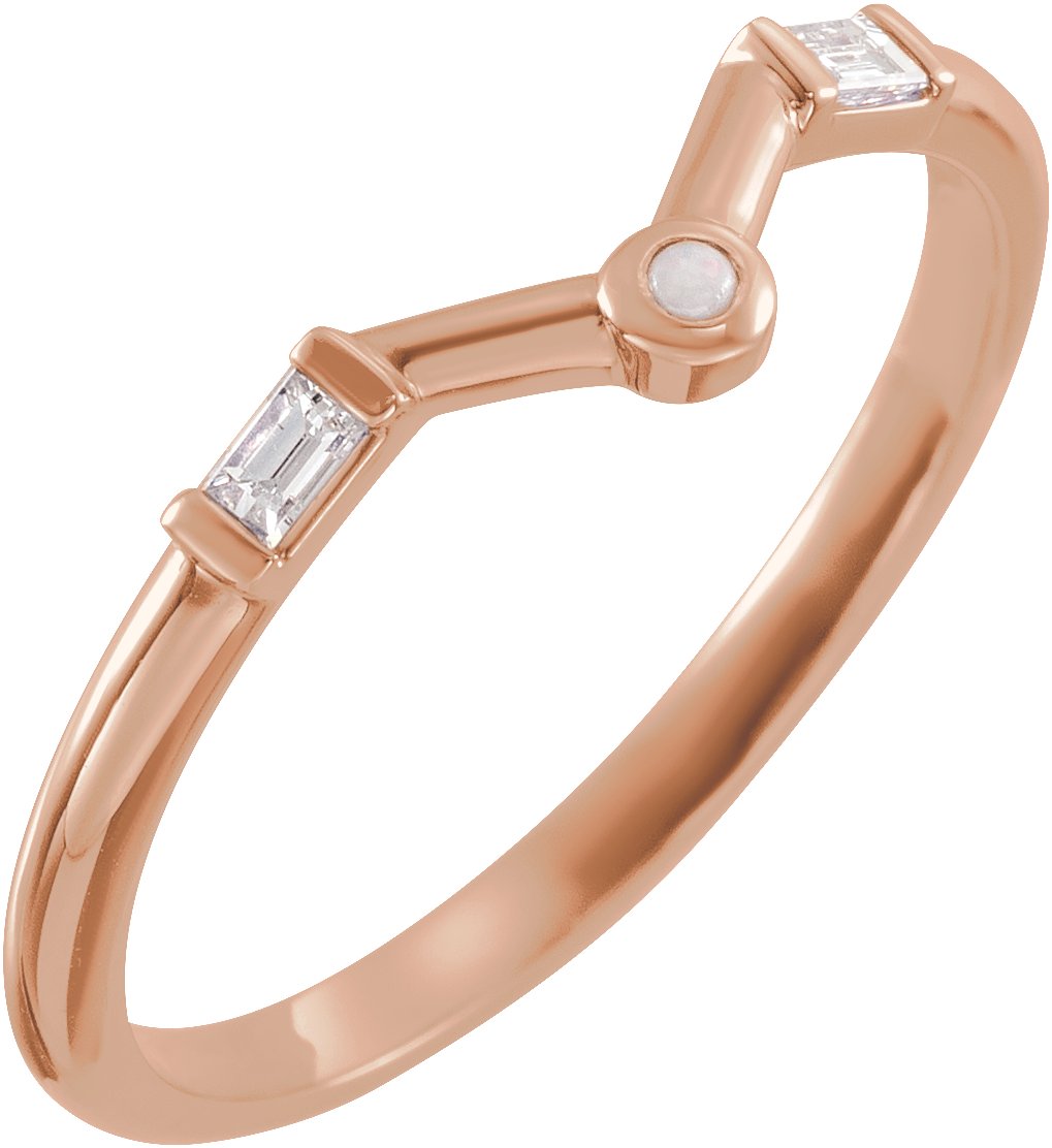 14K Rose Opal & .08 CTW Diamond V Ring