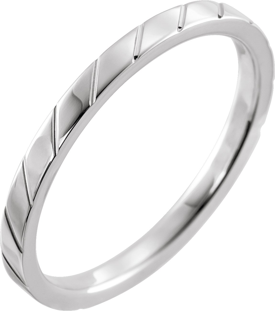 Diagonal Grooved Comfort-Fit Flat Band