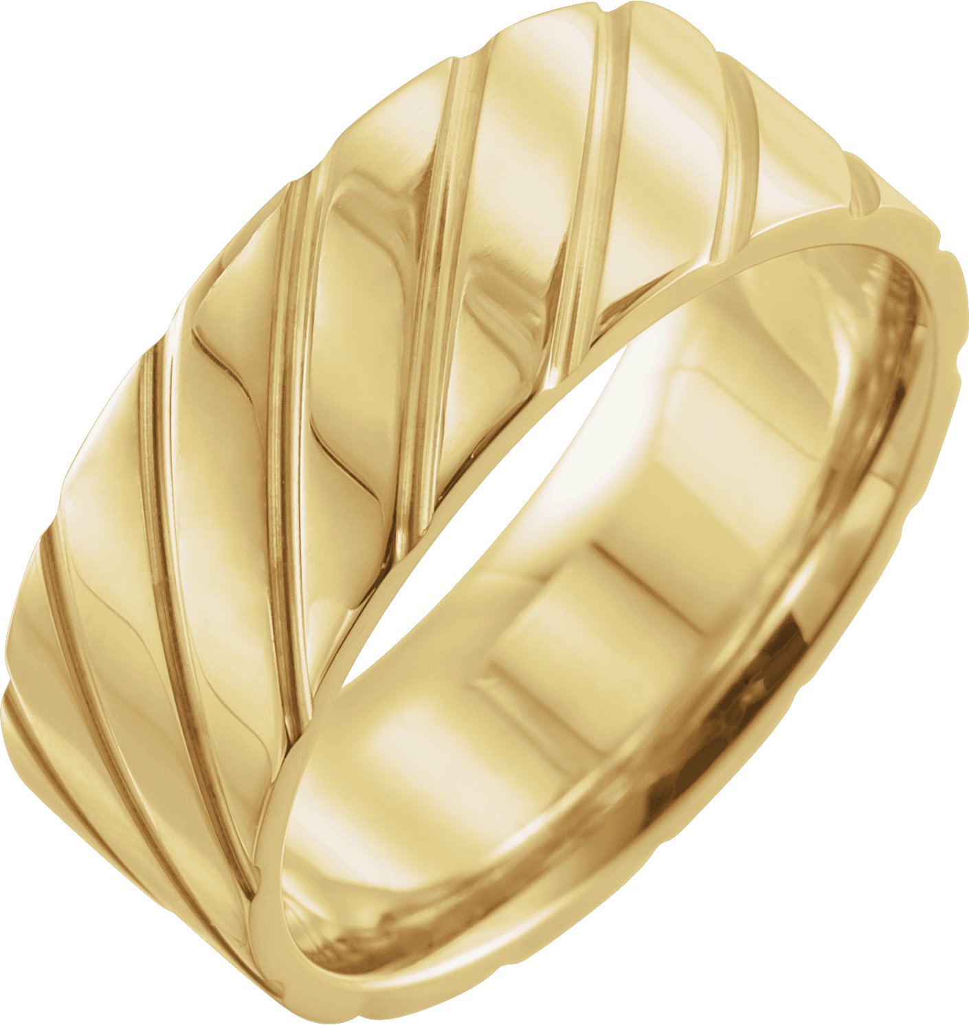 14K Yellow 8 mm Grooved Band Size 10